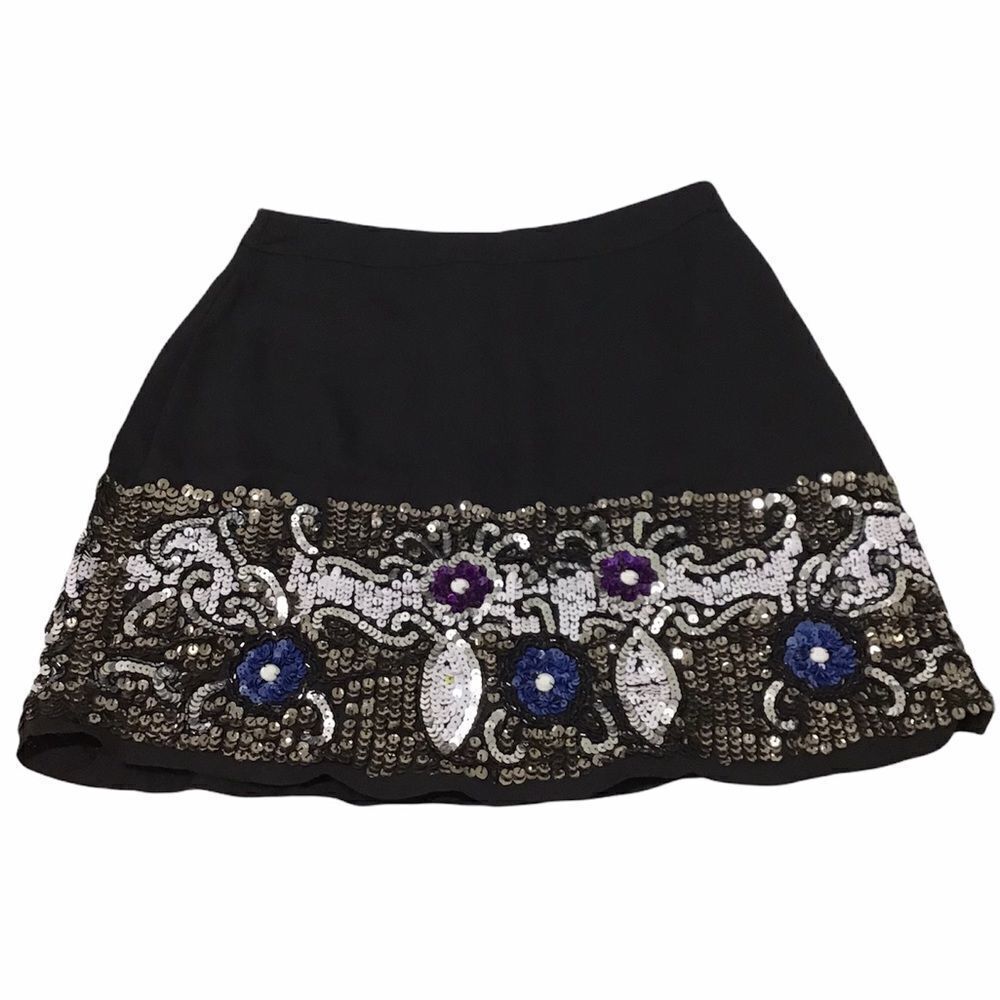 NBD Black Micro Mini Skirt Sequin Embellishments Size XS New Without Tag